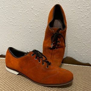 VTG 1989’s Endicott Johnson Burn Orange Suede Bowling Shoes Size 9